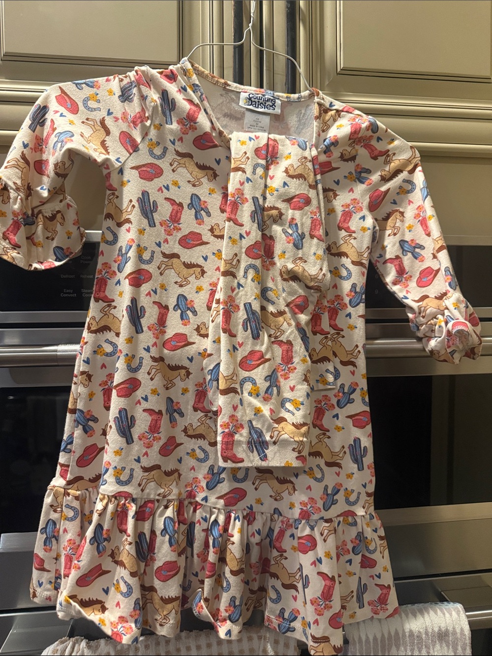 Carter's Cream Pink Western Print top and bottom